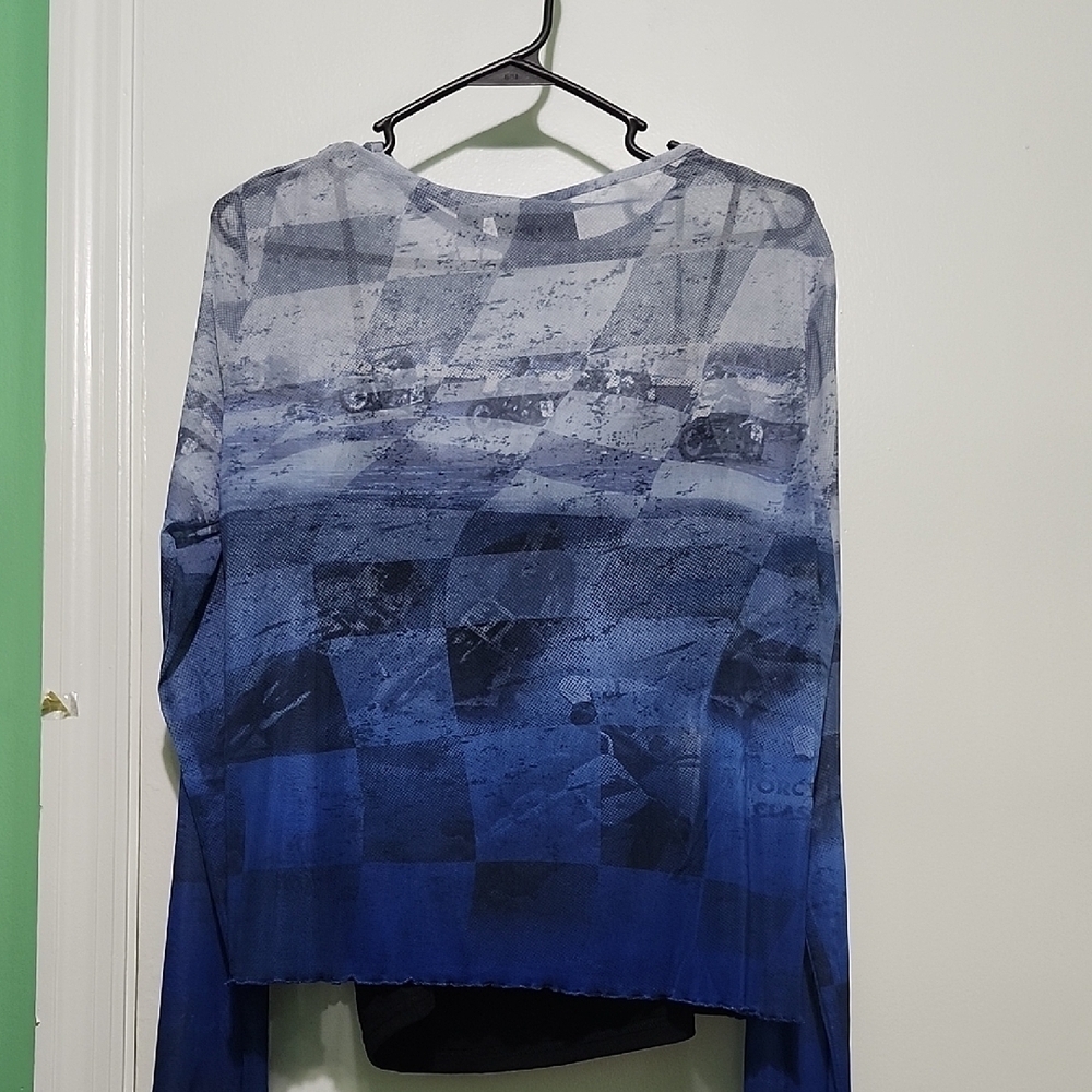 Harley-Davidson Blue Graphic Fitted Long Sleeve Blouse - Picture 10 of 10